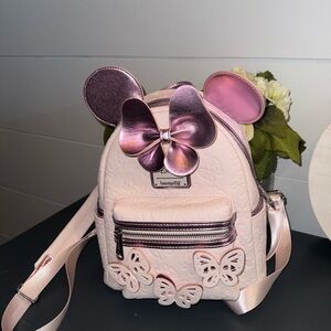 Loungefly Pink Backpack with Butterfly Accents